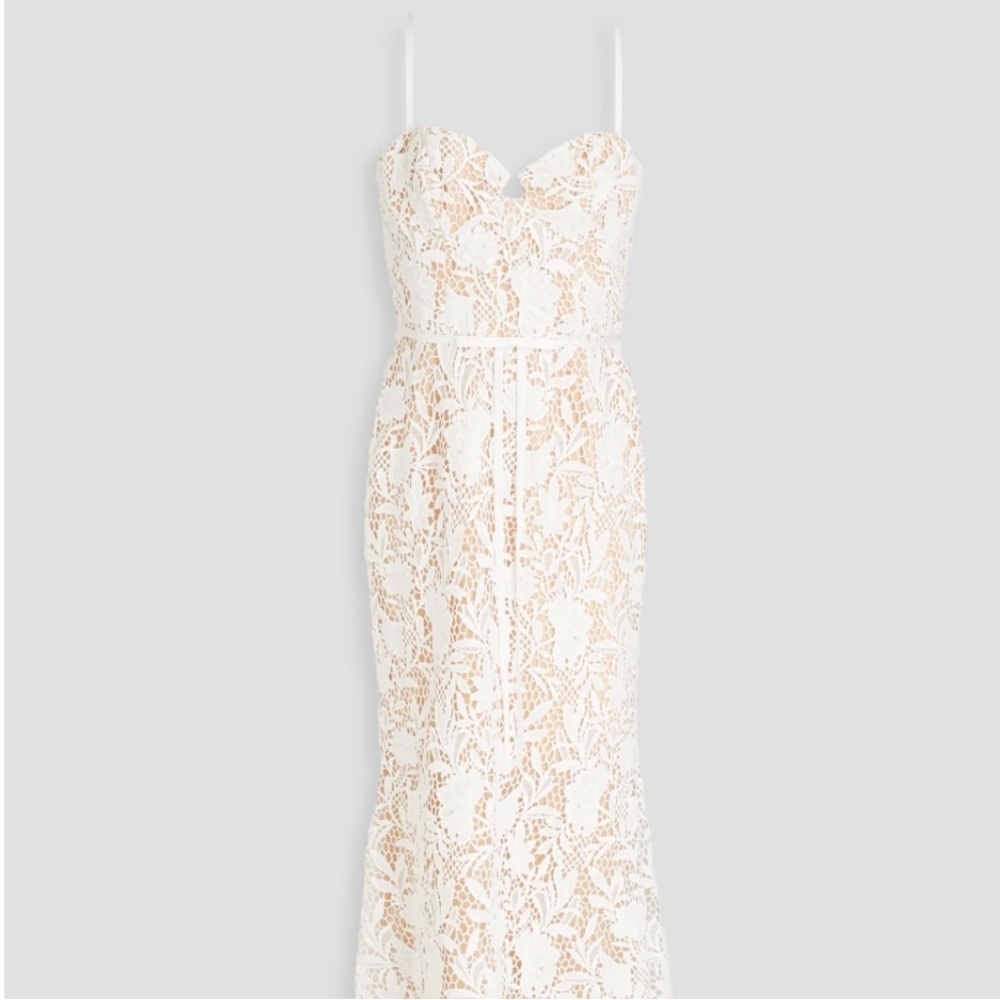 Marchesa Notte Satin-Trimmed Guipure Lace And Tulle Gown